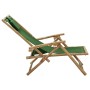 Silla de relax reclinable de bambú y tela verde de vidaXL, Sillas de jardín - Ref: Foro24-313027, Precio: 54,67 €, Descuento: %