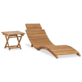 Folding sun lounger with solid teak wood table by vidaXL, Loungers - Ref: Foro24-310666, Price: 149,45 €, Discount: %