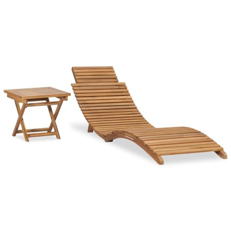 Tumbona plegable con mesa de madera maciza de teca de vidaXL, Tumbonas - Ref: Foro24-310666, Precio: 151,56 €, Descuento: %