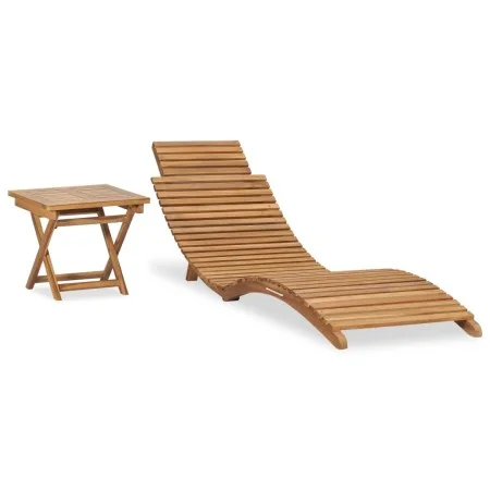 Tumbona plegable con mesa de madera maciza de teca de vidaXL, Tumbonas - Ref: Foro24-310666, Precio: 149,45 €, Descuento: %