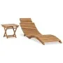 Tumbona plegable con mesa de madera maciza de teca de vidaXL, Tumbonas - Ref: Foro24-310666, Precio: 149,45 €, Descuento: %