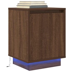 Mesilla de noche con luces LED roble marrón 38x34x50 cm de , Mesitas de noche - Ref: Foro24-861277, Precio: 49,11 €, Descuent...