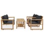 Juego de muebles de jardín con cojines 4 piezas bambú de vidaXL, Conjuntos de jardín - Ref: Foro24-315601, Precio: 472,46 €, ...