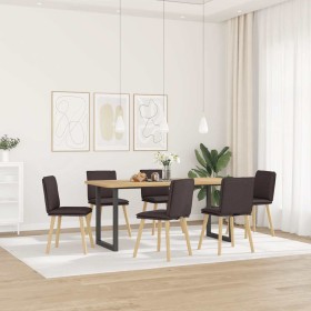 Sillas de comedor 6 unidades tela marrón oscuro de , Sillas de comedor - Ref: Foro24-3315629, Precio: 320,08 €, Descuento: %