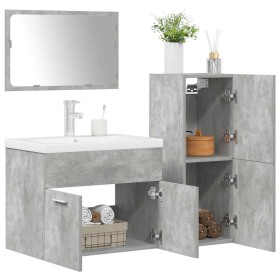 Juego muebles de baño 4 pzas madera contrachapada gris hormigón de , Muebles de baño - Ref: Foro24-3324903, Precio: 365,48 €,...