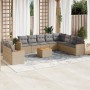 Set de sofás de jardín 11pzas con cojines ratán sintético beige en Conjuntos de jardín | Comprar online en Foru.es