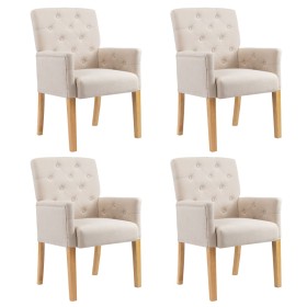 Sillas de comedor con reposabrazos 4 unidades de tela beige de vidaXL, Sillas de comedor - Ref: Foro24-3058295, Precio: 893,6...