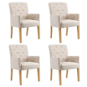 Sillas de comedor con reposabrazos 4 unidades de tela beige de vidaXL, Sillas de comedor - Ref: Foro24-3058295, Precio: 918,8...