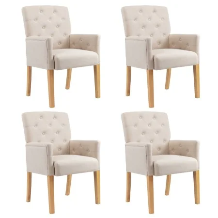 Sillas de comedor con reposabrazos 4 unidades de tela beige de vidaXL, Sillas de comedor - Ref: Foro24-3058295, Precio: 918,8...
