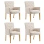 Sillas de comedor con reposabrazos 4 unidades de tela beige de vidaXL, Sillas de comedor - Ref: Foro24-3058295, Precio: 918,8...