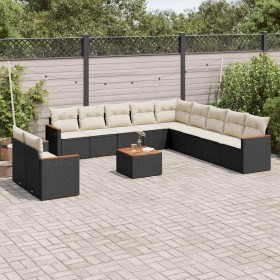 Set de sofás de jardín 12 piezas cojines ratán sintético negro en Conjuntos de jardín | Comprar online en Foru.es