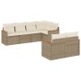 Set sofás de jardín 7 piezas y cojines ratán sintético beige en Conjuntos de jardín | Comprar online en Foru.es