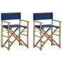 Sillas de director plegables 2 piezas bambú y tela azul de vidaXL, Sillas de jardín - Ref: Foro24-313030, Precio: 67,84 €, De...