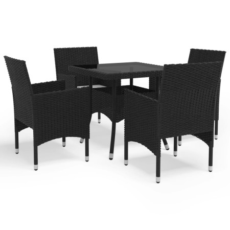 Muebles de jardín 5 piezas ratán sintético y vidrio negro de vidaXL, Conjuntos de jardín - Ref: Foro24-3058318, Precio: 320,8...