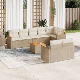 Set de sofás de jardín 9 pzas con cojines ratán sintético beige en Conjuntos de jardín | Comprar online en Foru.es