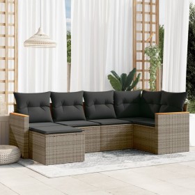 Set de muebles de jardín 6 pzas y cojines ratán sintético gris en Conjuntos de jardín | Comprar online en Foru.es