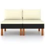 Sofás centrales 2 uds ratán sintético y madera de eucalipto de vidaXL, Sofás modulares de exterior - Ref: Foro24-315765, Prec...