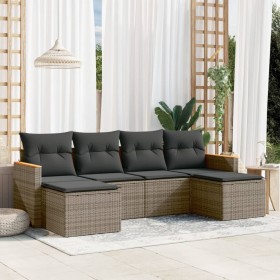 Set de muebles de jardín 6 pzas y cojines ratán sintético gris en Conjuntos de jardín | Comprar online en Foru.es