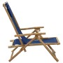 Silla de relax reclinable de bambú y tela azul marino de vidaXL, Sillas de jardín - Ref: Foro24-313025, Precio: 54,40 €, Desc...