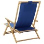 Silla de relax reclinable de bambú y tela azul marino de vidaXL, Sillas de jardín - Ref: Foro24-313025, Precio: 54,40 €, Desc...