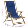Silla de relax reclinable de bambú y tela azul marino de vidaXL, Sillas de jardín - Ref: Foro24-313025, Precio: 54,40 €, Desc...
