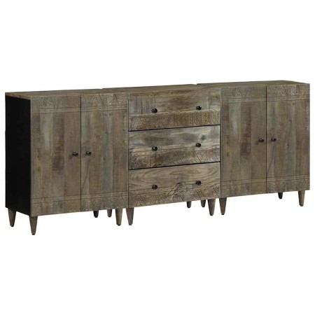 Aparadores 3 uds de madera maciza de mango gris claro de , Taquillas y armarios de almacenamiento - Ref: Foro24-3310017, Prec...