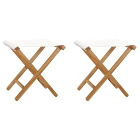 Sillas plegables 2 uds madera maciza de teca tela blanco crema de vidaXL, Sillas de jardín - Ref: Foro24-310669, Precio: 85,4...