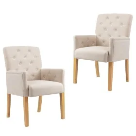 Sillas de comedor con reposabrazos 2 unidades de tela beige de vidaXL, Sillas de comedor - Ref: Foro24-3058291, Precio: 422,4...