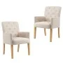 Sillas de comedor con reposabrazos 2 unidades de tela beige de vidaXL, Sillas de comedor - Ref: Foro24-3058291, Precio: 422,4...