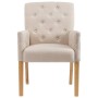 Sillas de comedor con reposabrazos 2 unidades de tela beige de vidaXL, Sillas de comedor - Ref: Foro24-3058291, Precio: 410,7...