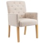 Sillas de comedor con reposabrazos 2 unidades de tela beige de vidaXL, Sillas de comedor - Ref: Foro24-3058291, Precio: 410,7...
