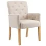 Sillas de comedor con reposabrazos 2 unidades de tela beige de vidaXL, Sillas de comedor - Ref: Foro24-3058291, Precio: 422,4...