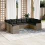 Set de muebles de jardín 9 pzas y cojines ratán sintético gris en Conjuntos de jardín | Comprar online en Foru.es