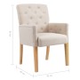 Sillas de comedor con reposabrazos 2 unidades de tela beige de vidaXL, Sillas de comedor - Ref: Foro24-3058291, Precio: 410,7...