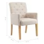 Sillas de comedor con reposabrazos 2 unidades de tela beige de vidaXL, Sillas de comedor - Ref: Foro24-3058291, Precio: 422,4...