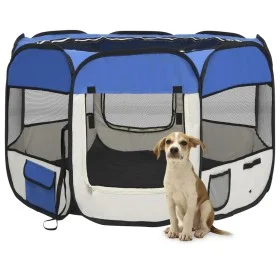 Parque de perros plegable y bolsa de transporte azul 90x90x58cm de vidaXL, Casetas y cercados para perros - Ref: Foro24-17101...