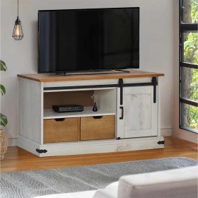 Mueble de TV HALDEN con puerta corredera blanco 110x40x60 cm de , Muebles TV - Ref: Foro24-4018410, Precio: 212,92 €, Descuen...