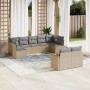 Set de sofás de jardín 9 pzas con cojines ratán sintético beige en Conjuntos de jardín | Comprar online en Foru.es