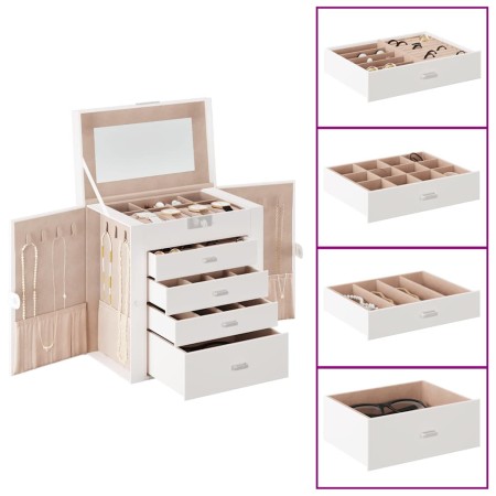 Joyero de 5 niveles con espejo y cerradura blanco de , Soportes para joyería - Ref: Foro24-4103562, Precio: 57,32 €, Descuent...