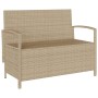 Banco de jardín con almacenaje y cojín beige ratán sintético de , Bancos de jardín - Ref: Foro24-4104215, Precio: 221,62 €, D...