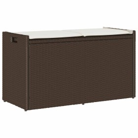 Banco de almacenaje con cojín marrón 100 cm ratán sintético de , Bancos de jardín - Ref: Foro24-4104061, Precio: 135,99 €, De...
