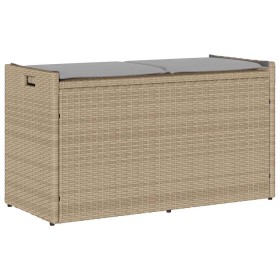 Banco de almacenaje con cojín beige 100 cm ratán sintético de , Bancos de jardín - Ref: Foro24-4104063, Precio: 138,30 €, Des...