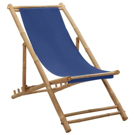 Silla de playa de bambú y lona azul marino de vidaXL, Sillas de jardín - Ref: Foro24-313019, Precio: 53,01 €, Descuento: %
