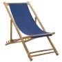 Silla de playa de bambú y lona azul marino de vidaXL, Sillas de jardín - Ref: Foro24-313019, Precio: 53,01 €, Descuento: %
