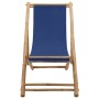 Silla de playa de bambú y lona azul marino de vidaXL, Sillas de jardín - Ref: Foro24-313019, Precio: 55,84 €, Descuento: %
