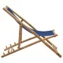 Silla de playa de bambú y lona azul marino de vidaXL, Sillas de jardín - Ref: Foro24-313019, Precio: 53,01 €, Descuento: %