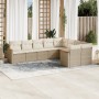 Set de sofás de jardín 9 pzas con cojines ratán sintético beige en Conjuntos de jardín | Comprar online en Foru.es
