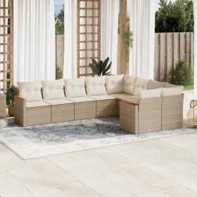 Set de sofás de jardín 9 pzas con cojines ratán sintético beige en Conjuntos de jardín | Comprar online en Foru.es