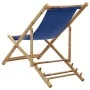 Silla de playa de bambú y lona azul marino de vidaXL, Sillas de jardín - Ref: Foro24-313019, Precio: 53,01 €, Descuento: %