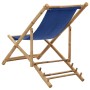 Silla de playa de bambú y lona azul marino de vidaXL, Sillas de jardín - Ref: Foro24-313019, Precio: 55,84 €, Descuento: %